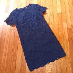 Ann Taylor Navy Eyelet Dress Size 0